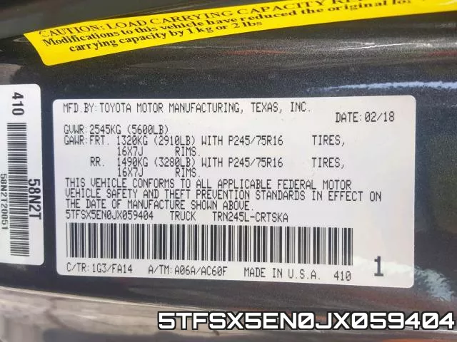 5TFSX5EN0JX059404 фото 2