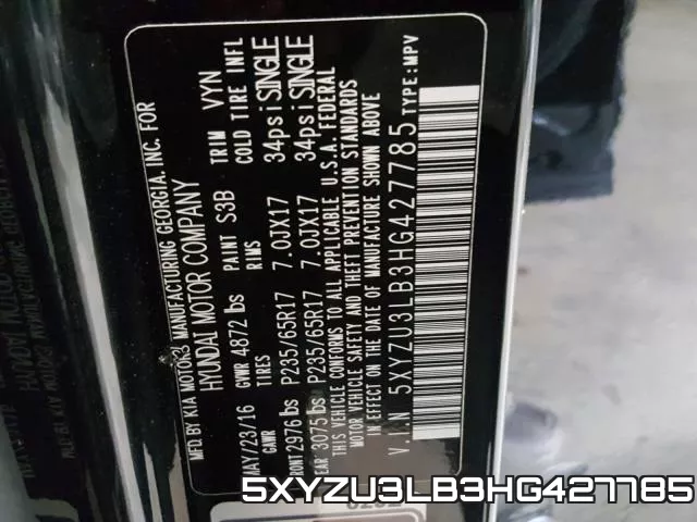5XYZU3LB3HG427785 фото 2