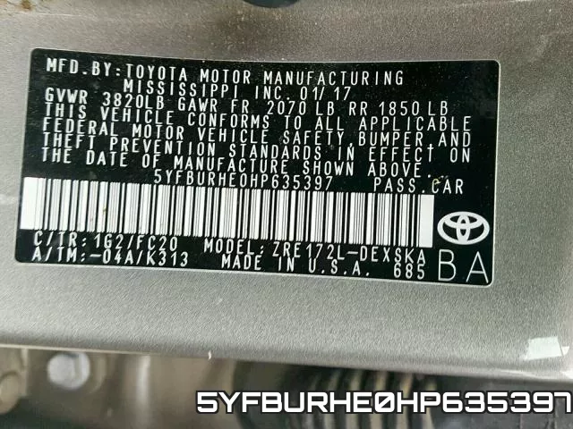 5YFBURHE0HP635397 фото 2