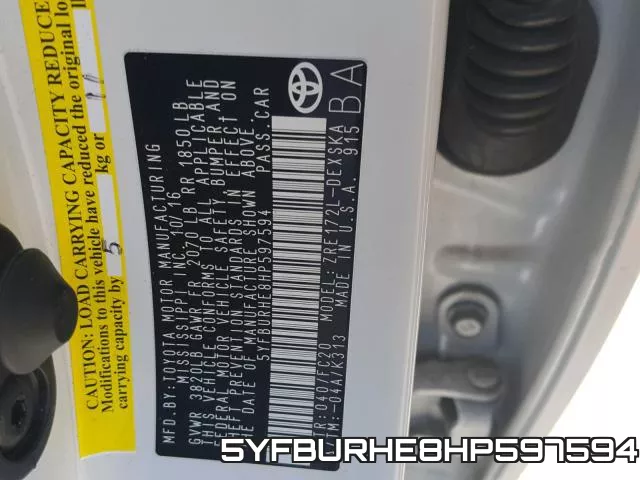 5YFBURHE8HP597594 фото 2