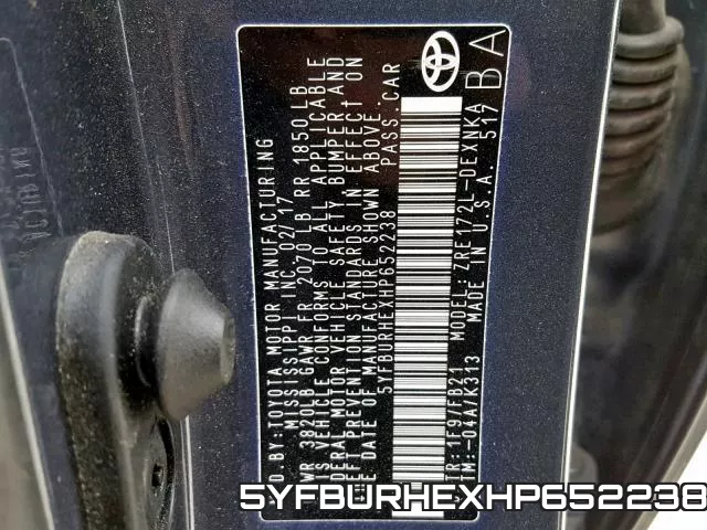 5YFBURHEXHP652238 фото 2