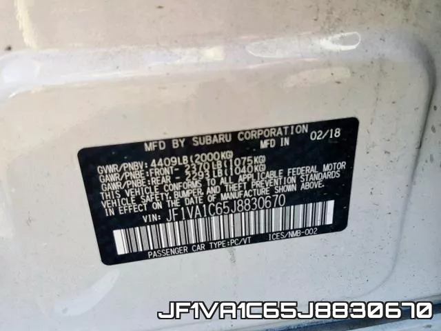 JF1VA1C65J8830670 фото 2