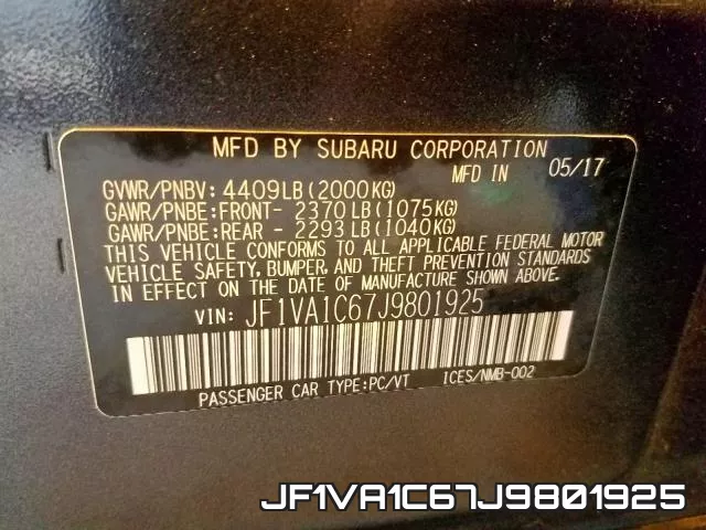 JF1VA1C67J9801925 фото 2