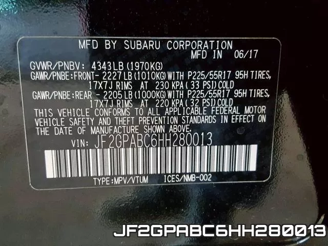 JF2GPABC6HH280013 фото 2
