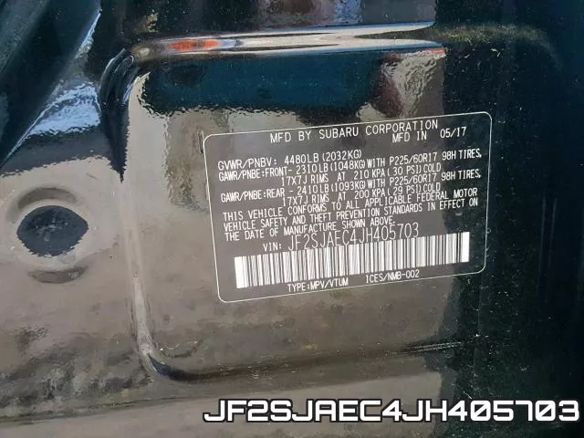 JF2SJAEC4JH405703 фото 2