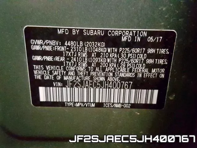 JF2SJAEC5JH400767 фото 2