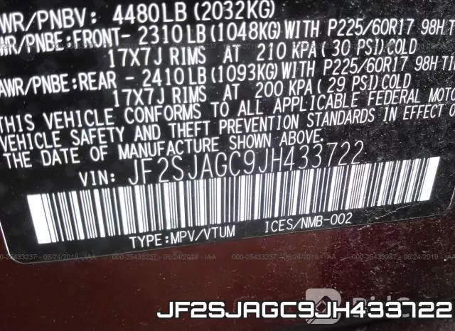 JF2SJAGC9JH433722 фото 10