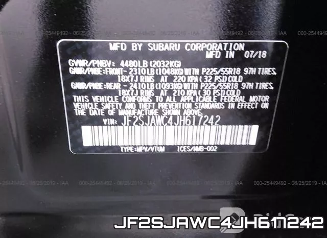 JF2SJAWC4JH617242 фото 10