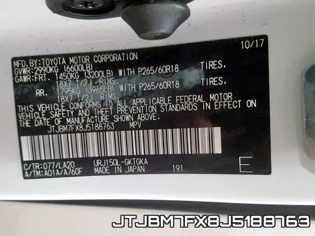 JTJBM7FX8J5188763 фото 2
