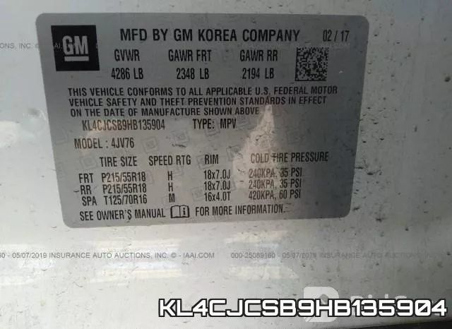 KL4CJCSB9HB135904 фото 10