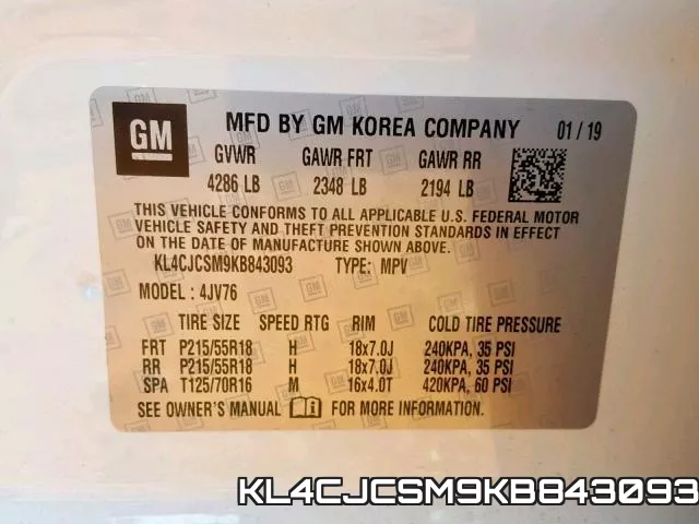 KL4CJCSM9KB843093 фото 2