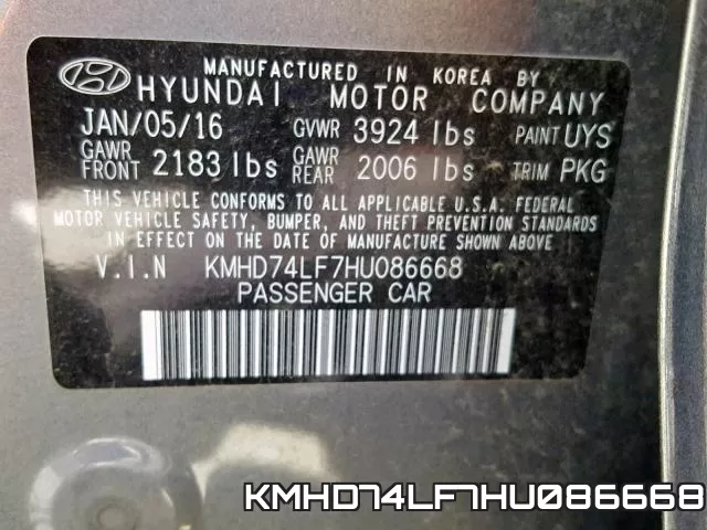 KMHD74LF7HU086668 фото 2