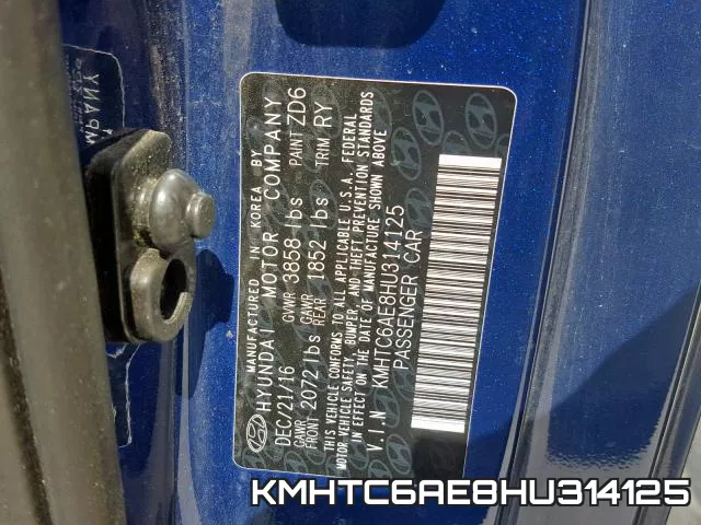 KMHTC6AE8HU314125 фото 2