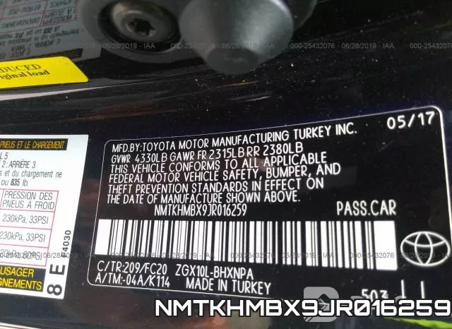 NMTKHMBX9JR016259 фото 9