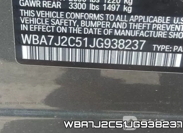WBA7J2C51JG938237 фото 10