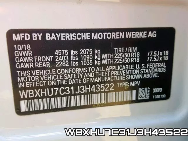 WBXHU7C31J3H43522 фото 2
