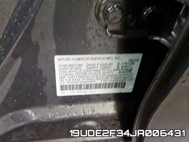 19UDE2F34JA006431 фото 2