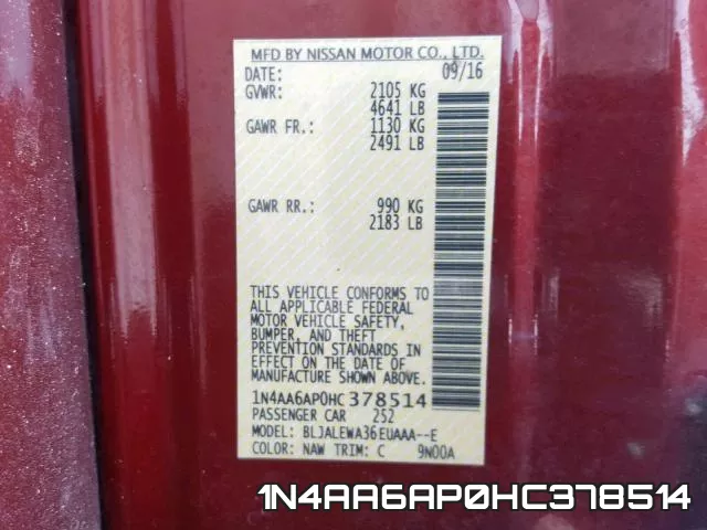 1N4AA6AP0HC378514 фото 2