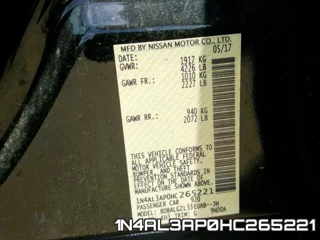 1N4AL3AP0HC265221 фото 2