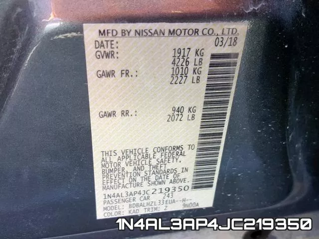 1N4AL3AP4JC219350 фото 2
