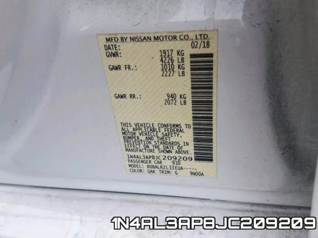 1N4AL3AP8JC209209 фото 2