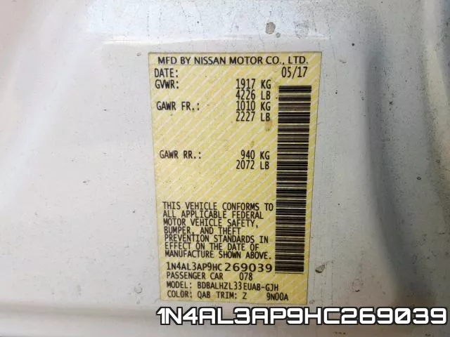1N4AL3AP9HC269039 фото 2