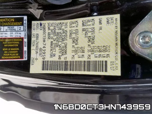 1N6BD0CT3HN743959 фото 2