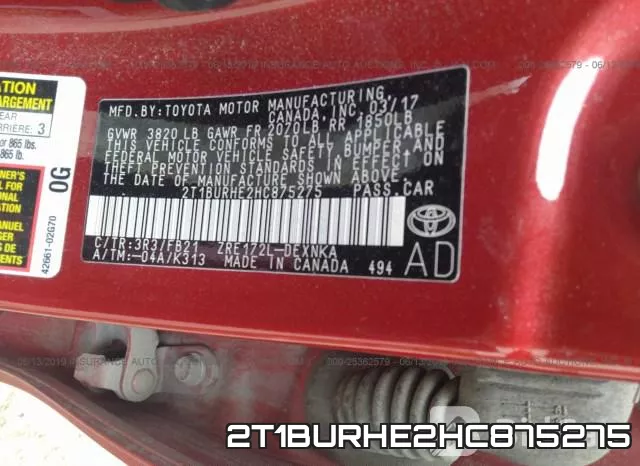 2T1BURHE2HC875275 фото 10