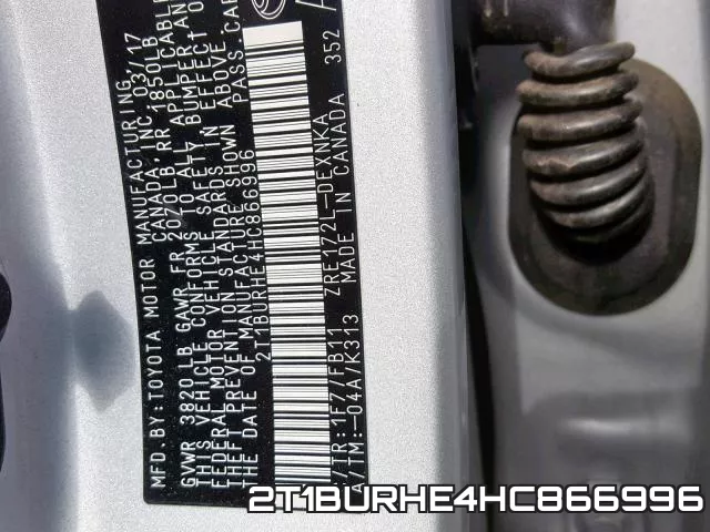 2T1BURHE4HC866996 фото 2
