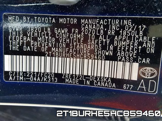 2T1BURHE5HC859460 фото 2