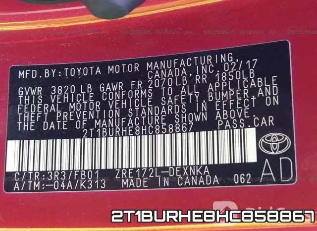 2T1BURHE8HC858867 фото 10