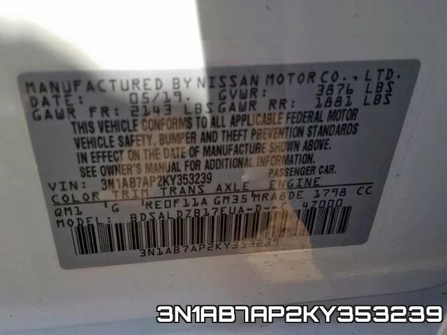 3N1AB7AP2KY353239 фото 2