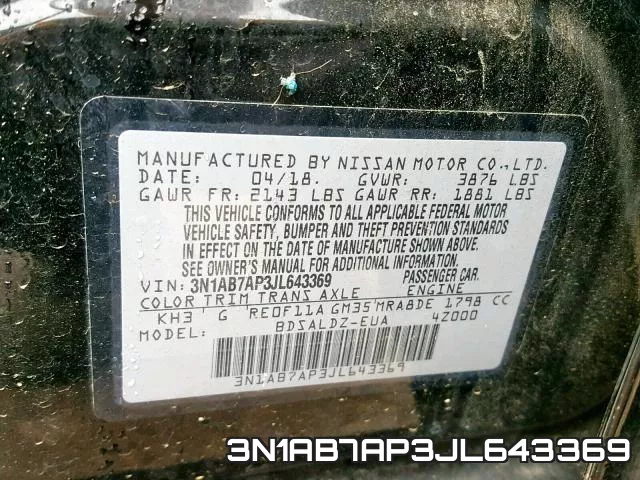 3N1AB7AP3JL643369 фото 2