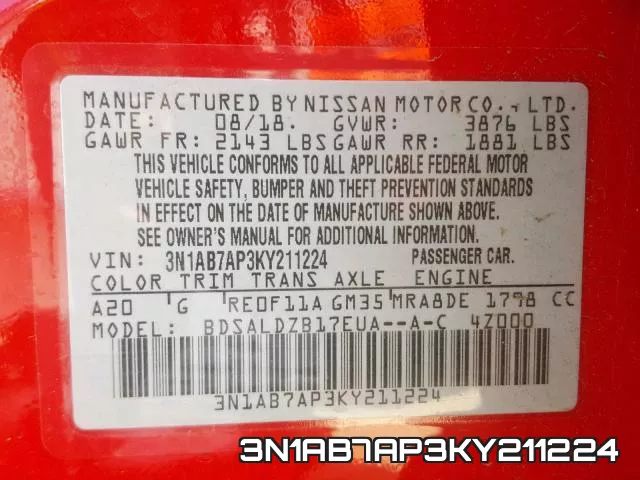 3N1AB7AP3KY211224 фото 2