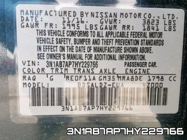 3N1AB7AP7HY229766 фото 2
