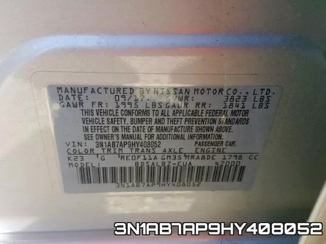 3N1AB7AP9HY408052 фото 2
