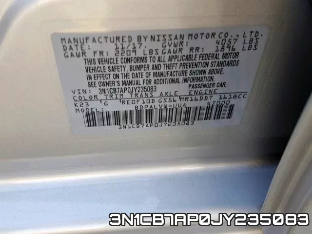 3N1CB7AP0JY235083 фото 2