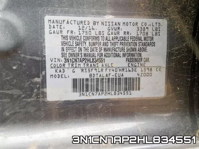 3N1CN7AP2HL834551 фото 2