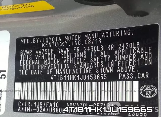 4T1B11HK1JU159665 фото 10