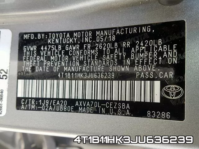 4T1B11HK3JU636239 фото 2