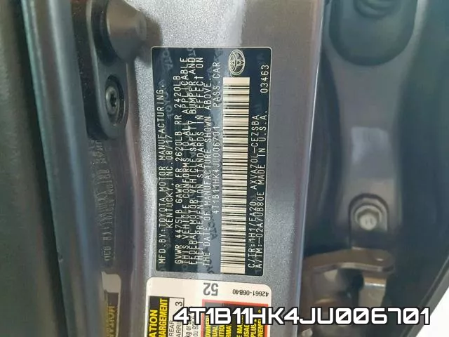 4T1B11HK4JU006701 фото 2