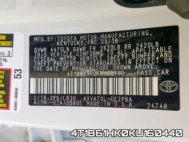 4T1B61HK0KU160440 фото 2