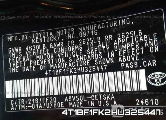 4T1BF1FK2HU325447 фото 10