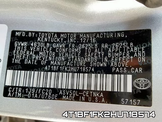 4T1BF1FK2HU718574 фото 2