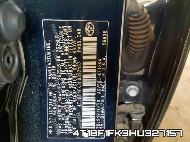 4T1BF1FK3HU327157 фото 2