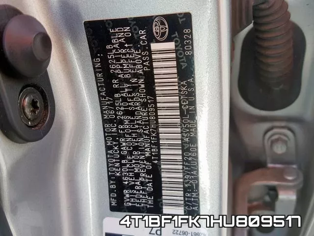 4T1BF1FK7HU809517 фото 2