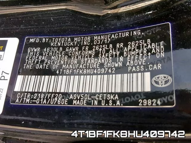4T1BF1FK8HU409742 фото 2