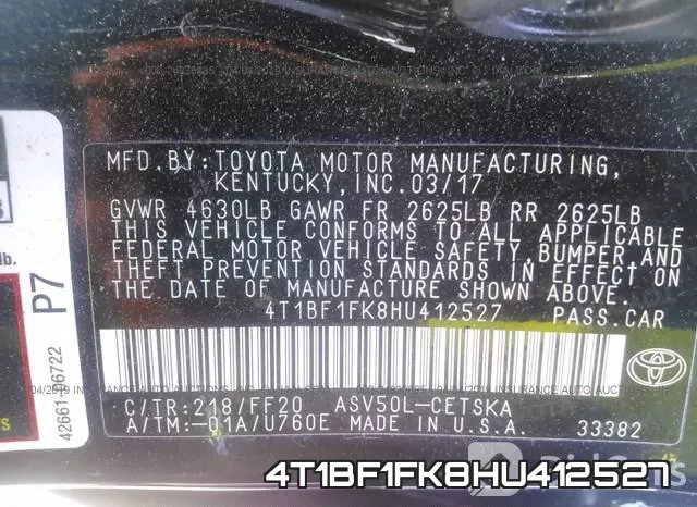 4T1BF1FK8HU412527 фото 9