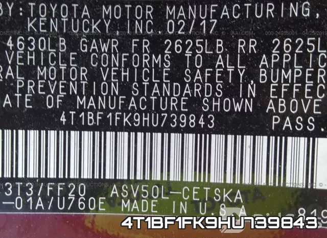 4T1BF1FK9HU739843 фото 10