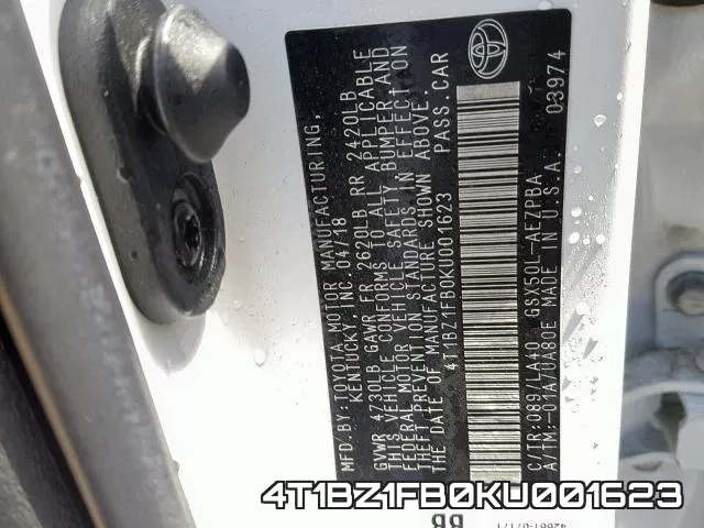 4T1BZ1FB0KU001623 фото 2